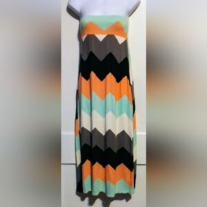 🌺BUNDLE ONLY🌺RUE 21 LADIES MULTICOLORED CHEVRON PRINT MAXI DRESS/SKIRT
